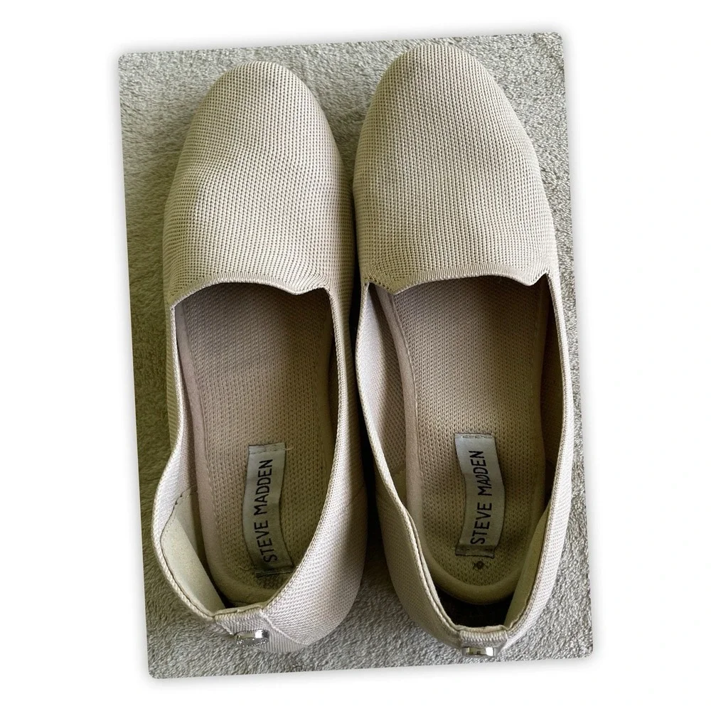 New Steve Madden Women's Raine Flats Size 9 Knit Fabric Casual Shoes Tan Khaki